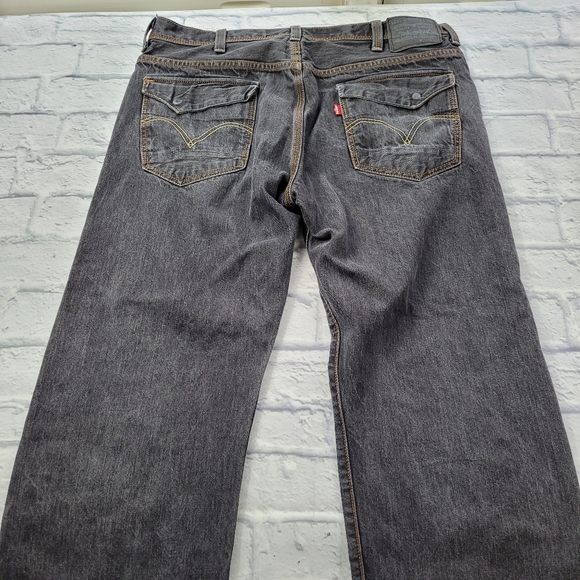 Retro Levi's Black 569 Loose Straight Jeans size 38 - Picture 9 of 16